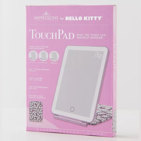 NEW HELLO KITTY (WHITE/PINK) TOUCH PAD MINI TRI-TONE LED MAKEUP MIRROR - Picture 12 of 13